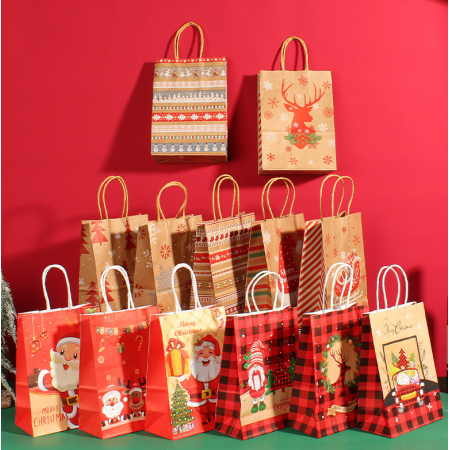 Customized Merry Christmas Paper Bag Handle Rope Wholesale Low Cost 