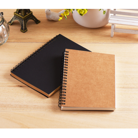 Black Brown Kraft Spiral Notebook A5 Jounal Student Notepad 