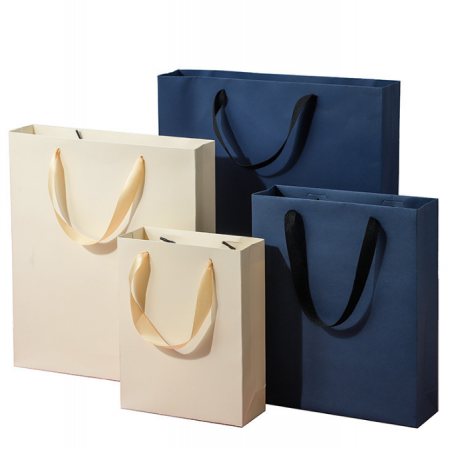 Premium Paper Bag Custom Print Logo Shopping Bags With Logos Ribbon Handle 