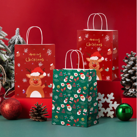 Christmas Kraft Paper Bag For Gift Packaging Bag 