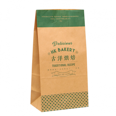 Oil-proof Square Bottom Food Grade Kraft Paper Bag Custom 