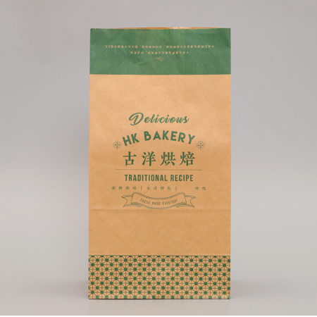 Oil-proof Square Bottom Food Grade Kraft Paper Bag Custom 