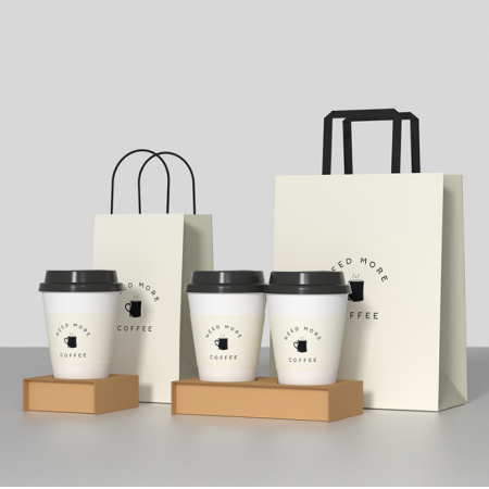 High Quality Kraft Paper Bags With Handles Logo Paper Bakery Coffee Bags 