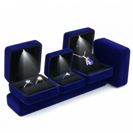 Custom Velvet Jewelry Box Packaging Luxury With Led Light 