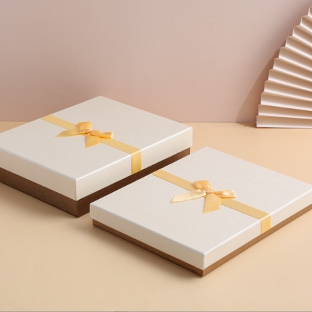 Paper Gift Box Packaging With Satin Lid And Base Jewelry 