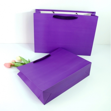 Purple Packaging Paper Bag Boxes For Gifts Clothing Bag With Rope Handle 