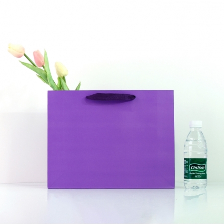 Purple Packaging Paper Bag Boxes For Gifts Clothing Bag With Rope Handle 