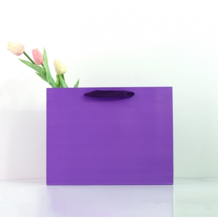 Purple Packaging Paper Bag Boxes For Gifts Clothing Bag With Rope Handle 