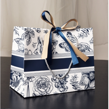 Shopping Luxury Paper Bags With Ribbon Handle For Clothes Package Party Bags 