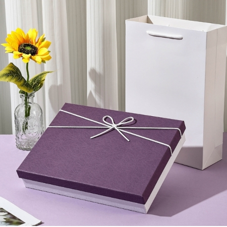 Lid And Base Rigid Packaging Box Luxury Cardboard Bouquet Gift Purple Carton 