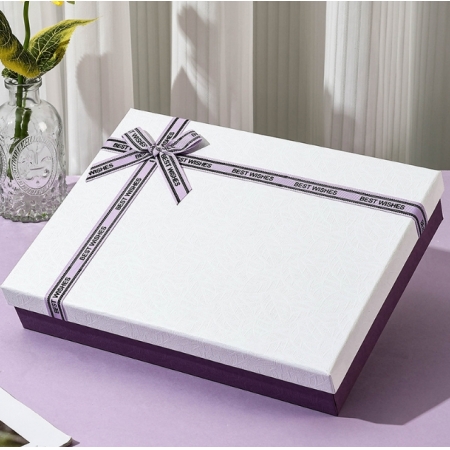 Lid And Base Rigid Packaging Box Luxury Cardboard Bouquet Gift Purple Carton 