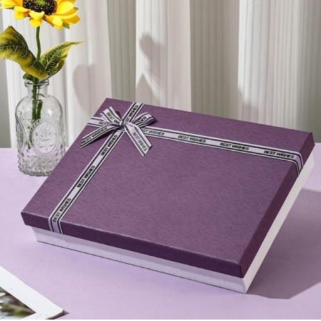 Lid And Base Rigid Packaging Box Luxury Cardboard Bouquet Gift Purple Carton 